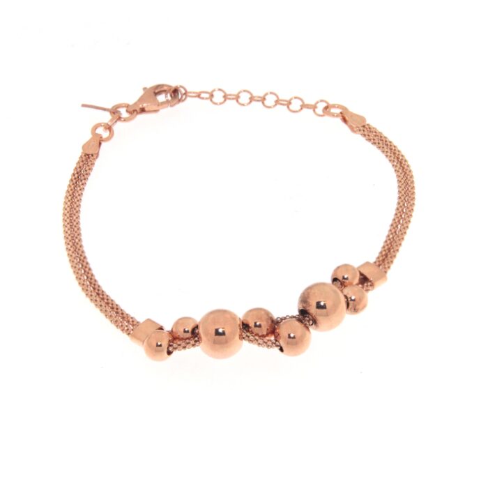 Bracelet En Cuir Pour Homme Avec Perles Argent Et Cuivre - Marque Luz Italy - Longueur Réglable - Neuf Avec étiquettes