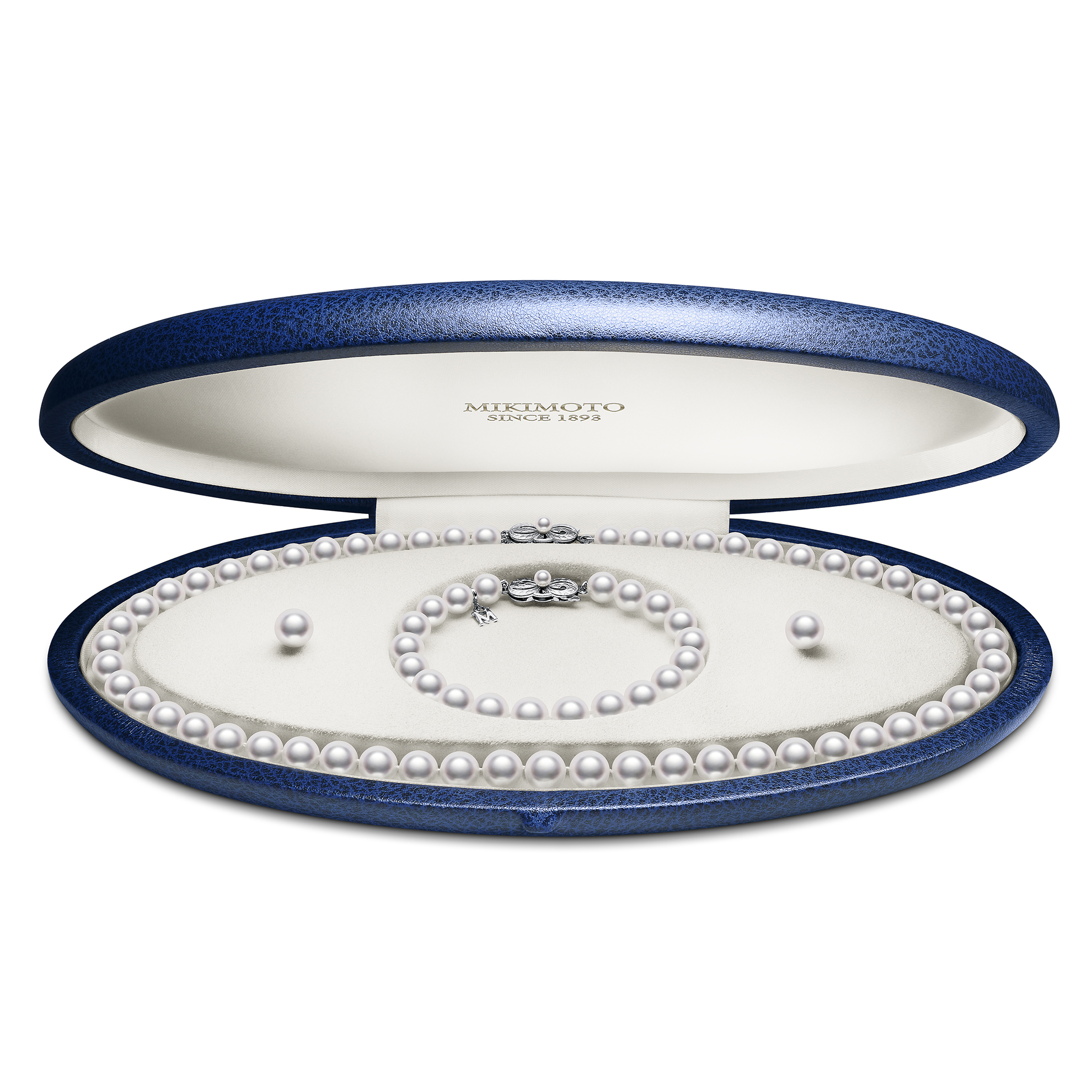 Mikimoto - Cofanetto Akoya Collana, Orecchini & Braccialetto – Oro Bianco