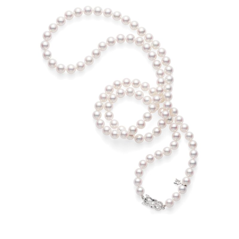 Collana di perle coltivate bianco crema d'acqua dolce lunga 18 pollici - Italia Collana di perle coltivate bianco crema d'acqua dolce lunga 18 pollici - Italia